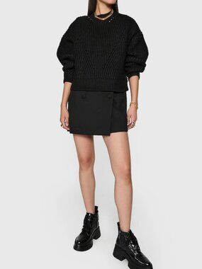 Rebecca Minkoff Brooks Oversize Split Hem Sweater Black Large NWT